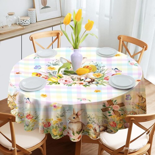 Easter Tablecloth, Easter Table Cloths Rectangle 60 X 120 with Bunny and Eggs, E - Picture 6 of 7