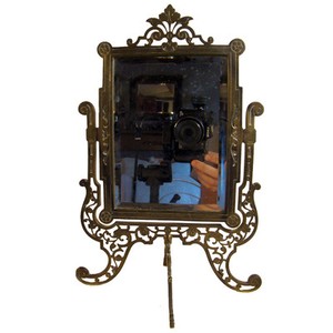 beveled bronze ornate glass mirror pedestal