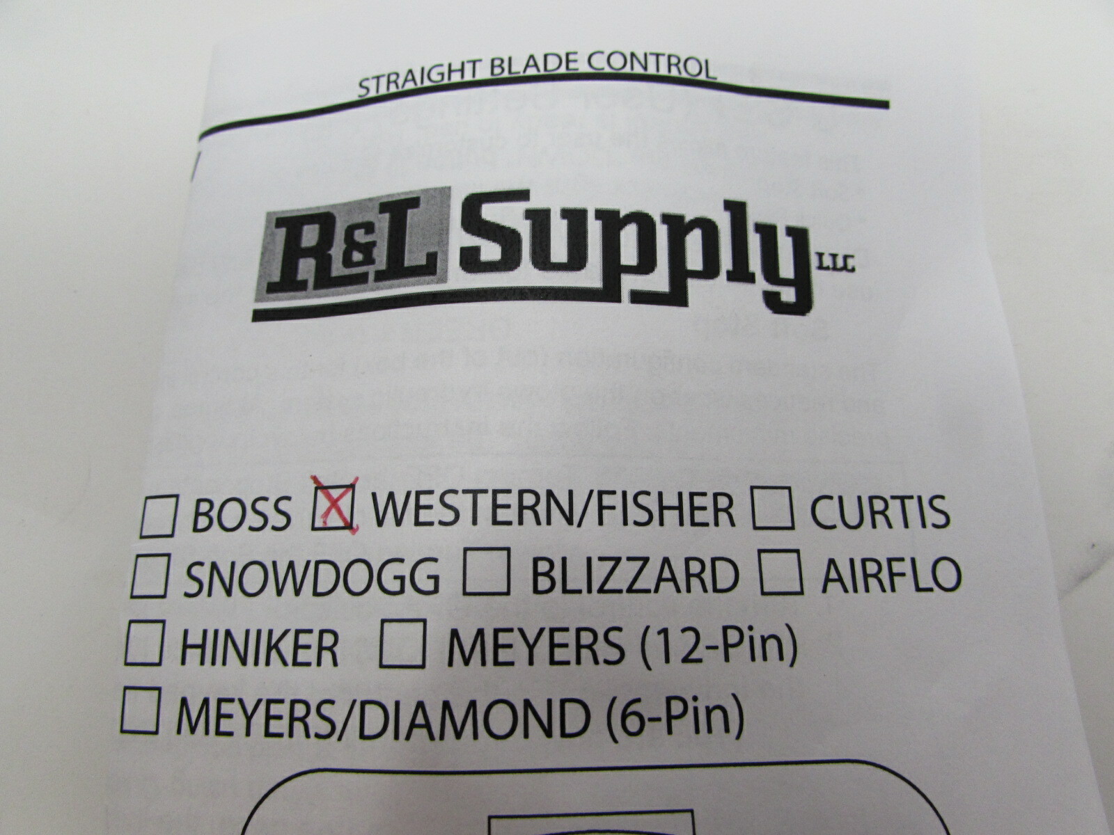 R&L SUPPLY HAND HELD CONTROLLER FOR WESTERN STRAIGHT BLADE SNOWPLOW 6 PIN 56462