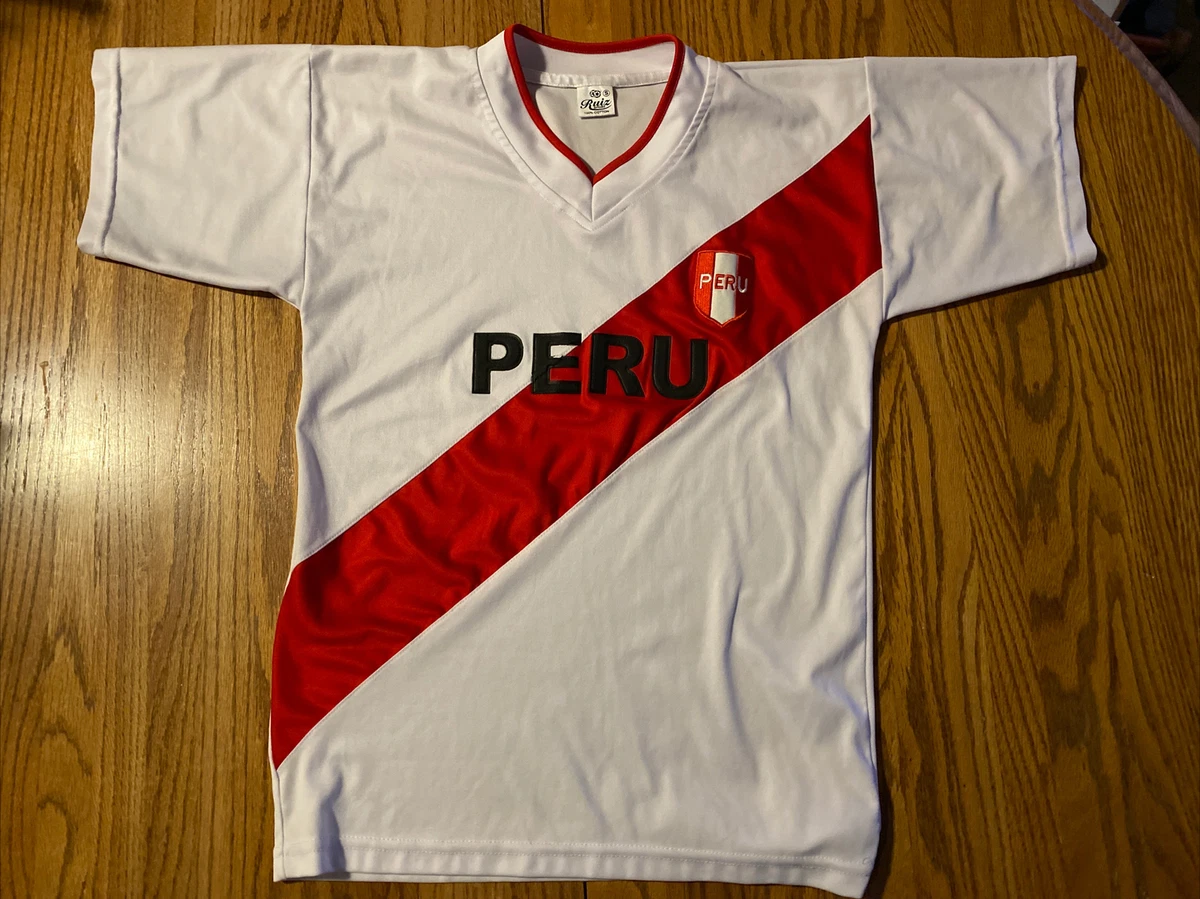 Ruiz Sport White / Red Peru Peruvian Soccer Jersey Sz S Black Rubber  Letters | eBay
