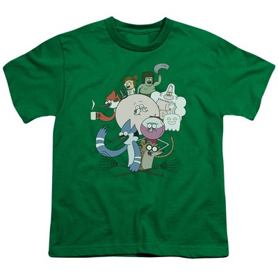 The Regular Show Regular Cast Kids Youth T Shirt Licensed Cartoon Kelly Green