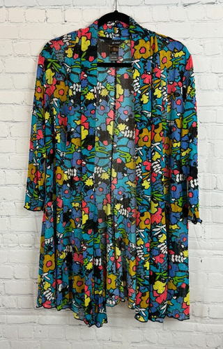Ali Miles Lightweight Mesh Multicolor Open Front Cardigan Sweater Xl 
