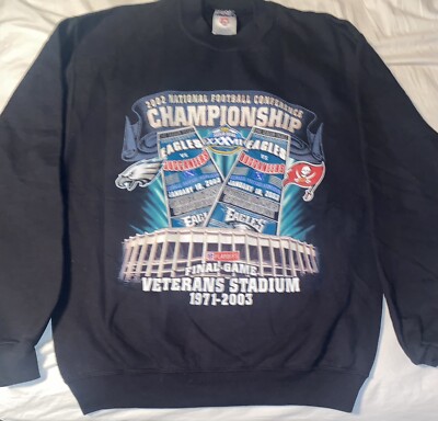 VTG Nfl Eagles Vs Bucaneers 2003 Veterans Stadium Final Game Men s Sweater Sz M