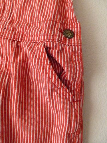 OshKosh BGosh Vtg Vestback Bib Overalls Size 4 Red Railroad Stripe Denim USA - Picture 3 of 21