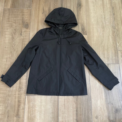 Laura Ashley Jacket Womens Medium Black Hooded Raincoat Windbreaker