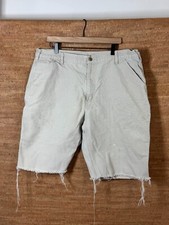 Vintage Carhartt Utility Cutoff Shorts Mens 40x10.5 Beige Canvas Relaxed B11 STN