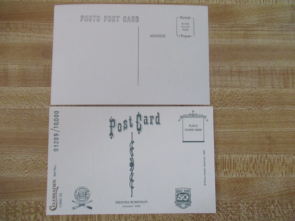 2 brooks robinson signed vintage post cards - Image 2 of 3