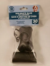 Dog Waste Bags BONE Dispenser 30 Bags Black Leash Clip Greenbrier Kennel Club