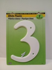 Hy-Ko Products 30303 Plastic House Number 3 Three , 6" High, White