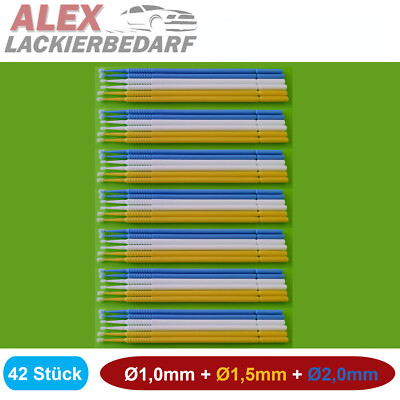 42x SET 1mm+1,5mm+2mm Minipinsel Lacktupfer Microbrush Microstäbchen Applikator