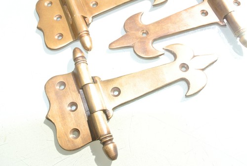 4 small hinges old aged style solid Brass DOOR Stunning restoration heavy 5" - Picture 4 of 6