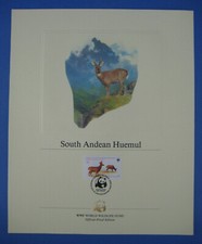 World Wildlife Fund WWF South Andean Huemel $9 Chile Stamp Proof Edition 1984