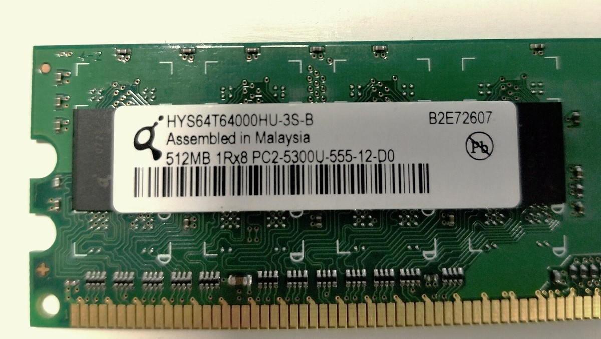 HYS64T64000HU-3S-B 512MB 1Rx8 PC2-5300U-555-12-DO
