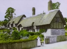1910, Anne Hathaway's Cottage, Shottery, England, Magic Lantern Glass Slide