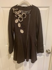Ryu: Anthropologie Women’s Fit & Flare Zip-up Coat Brown 40% Wool Size Small S