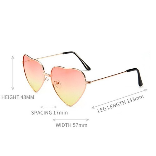Occhiali da sole TRENDY verde e arancione a forma di cuore stile aviatore montatura metallo oro - Foto 3 di 5