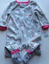 Carter's Gray Snowman Winter 1 Piece Footed Fleece Blanket Sleeper Size 2 T NWT
