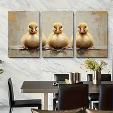 3pcs Original Duck And Goose Painting Perfect Wall Art Canvas Framed 50x70cm