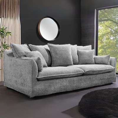 3-Sitzer Hussensofa PARADISO 200cm Bouclé grau Federkern