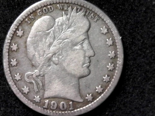 1901-P Barber Quarter very nice coin. No cost shipping