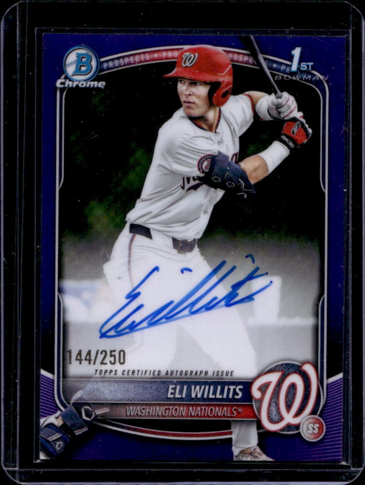 2025 Bowman Draft Eli Willits Chrome Auto Purple Refractor 1st #/250 Nationals