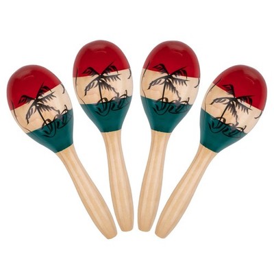 4er Set Musik Maracas aus Holz handbemalt