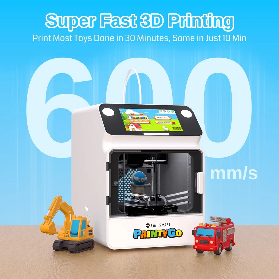 Mini impresora 3D SainSmart PrintyGo para niños, impresora niveladora automática de 600 mm/s Foto 3 de 4