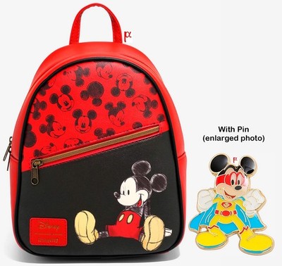Loungefly Disney Mickey Mouse Classic Red Sketch Backpack & Hero Pin Exclusive