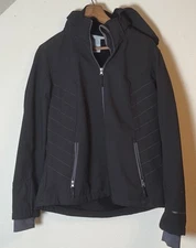 Free Country Women’s Softshell Jacket Large Black Hooded Fleece Lined