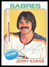 Jerry Korab Autographed Signed 1975-76 Topps Card #192 Buffalo Sabres