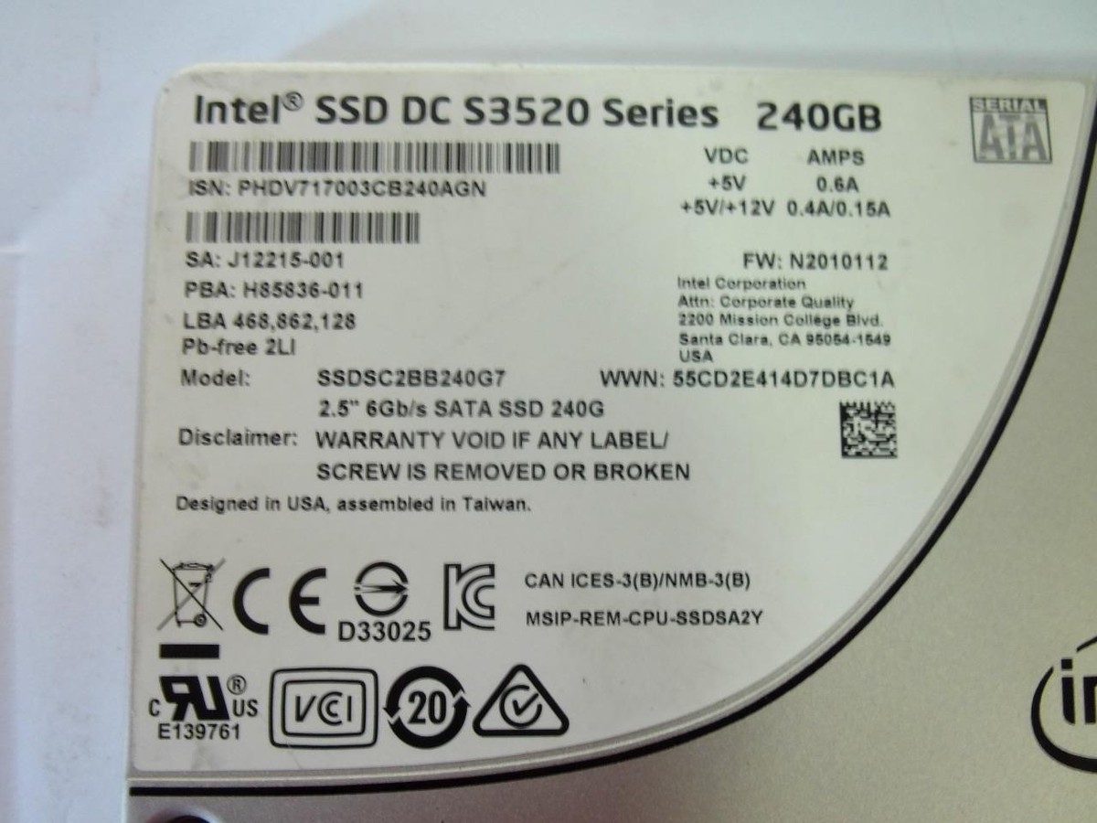 Intel SSD DC S3520 Series 240 GB SSDSC2BB240G7 for sale online | eBay