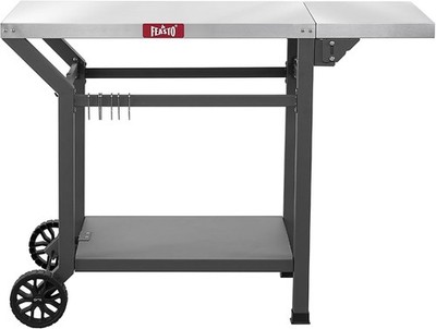 Movable Grill Table w/Folding Side Table,Pizza Oven Table as BBQ Food Prep Cart