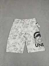 Ecko Unltd Shorts Mens Medium White Gray Floral Stretch Drawstring EO12N164T