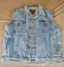 Vintage 90's Harley Davidson Denim Vest Sleeveless Jacket Canada American Legend