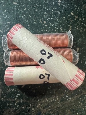 2007-D **Original Bank Wrapped ** Uncirculated Lincoln Cent Roll - OBW Penny