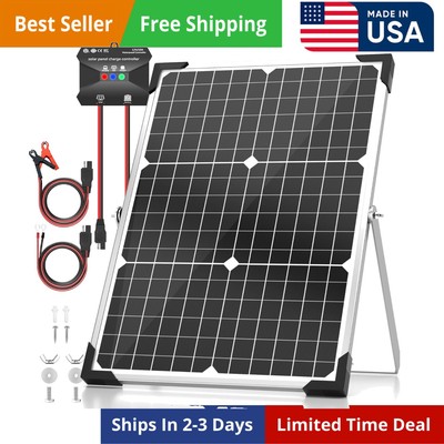 Solar Panel Kit 30W 12V, Solar Battery Trickle Charger Maintainer, Waterproof...