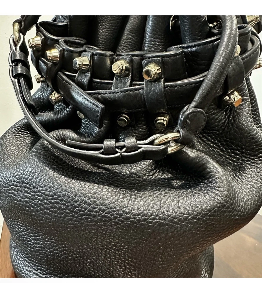 Alexander Wang Diego Studded Bucket Bag Pebbled Leather Black - Image 2 of 4