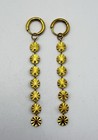 Gold Tone Disc Drop Earrings Iridescent Shell Effect Statement Earrings