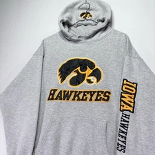 VTG J. America Mega Hood - Iowa Hawkeyes Hoodie - Gray - Embroidered - LARGE
