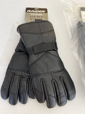 24 Raider Men's Large Black Leather High Rise Motorcycle Premium Gloves NEW