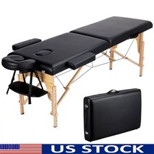 Portable Adjustable Wooden Massage Table Foldable Spa Couch Tool-Free Assembly