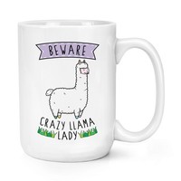 Beware VerrüCkte Lama Damen 426Ml Groß Becher Tasse - Lustig Tiere Groß