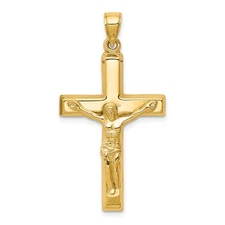 14k Yellow Gold Polished Crucifix Pendant Perfect Gift for Her