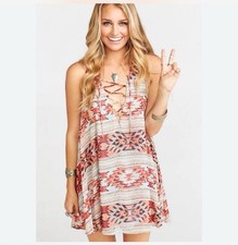 Show Me Your MuMu Rancho Mirage Lace-up Mini Dress Indigo Rain Cover-Up Medium