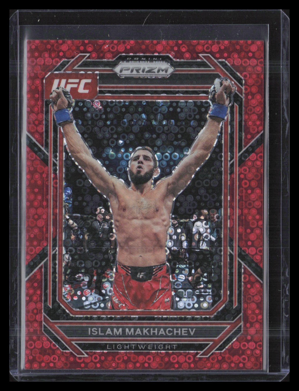 Islam Makhachev 2023 Panini Prizm UFC #177 Under Card Red Disco Prizms #/99