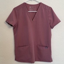 FIGS Women  s Casma 3 Pocket V Neck Scrub Top Mineral Mauve 2484 Size XS