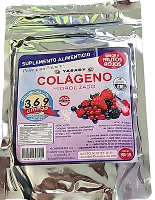 Colageno Hidrolizado 500g, Omega 3-6-9 ( Q10 )(Sabor Frutos Rojos ) ( 1 Bag )
