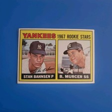 ⚾️ TOPPS 1967 Yankees Rookie Stars; Bobby Mercer/Stan Bahnsen #93 No Creas EX/MT
