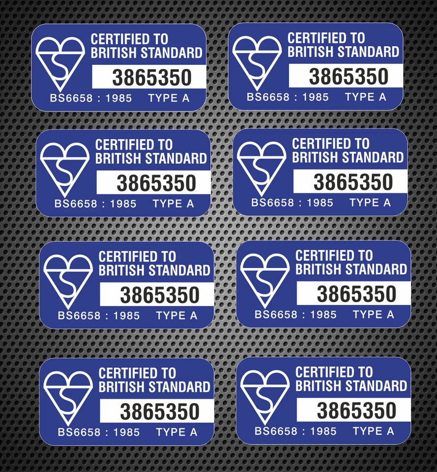 British standards BS Helmet motorcycle stickers Track day Airbrush x 8