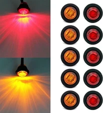 Waterproof 3/4" LED Side Marker Lights for Enhanced Safety - 10 Pack